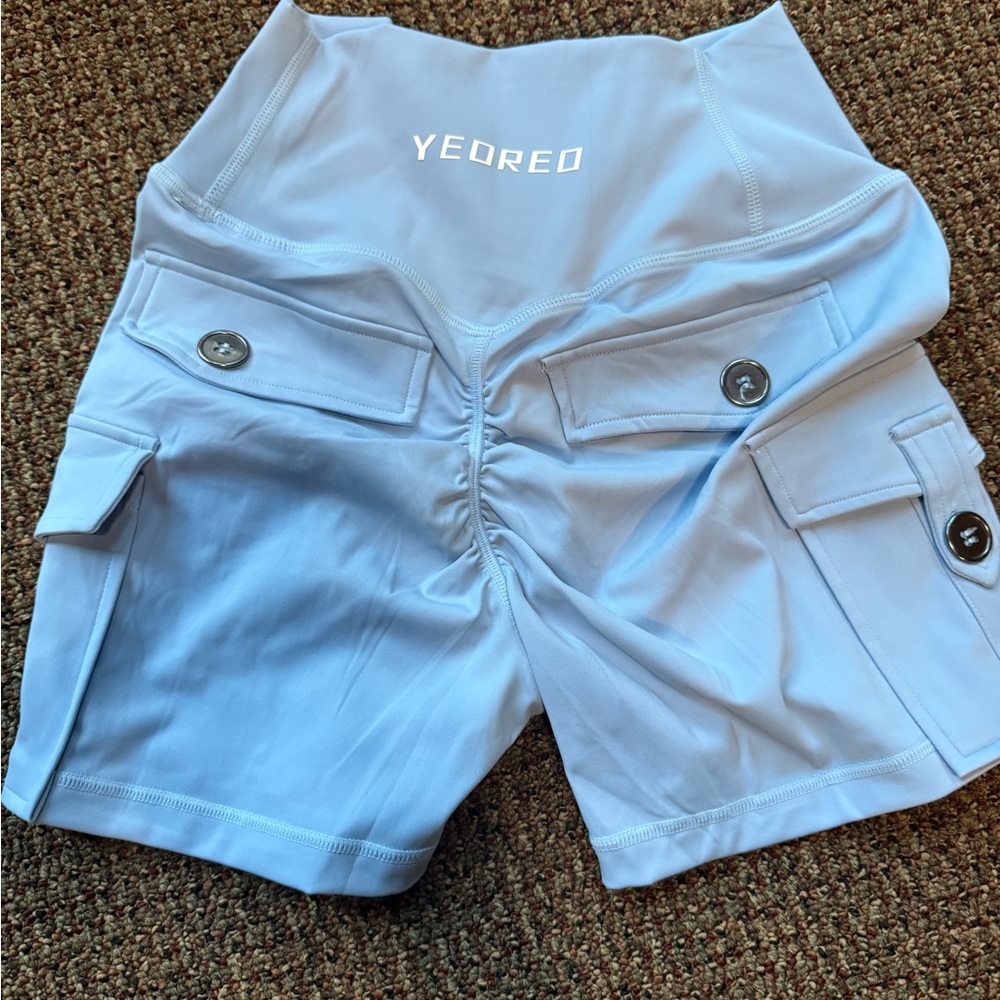 YEOREO Women's Athletic Light Blue Shorts
